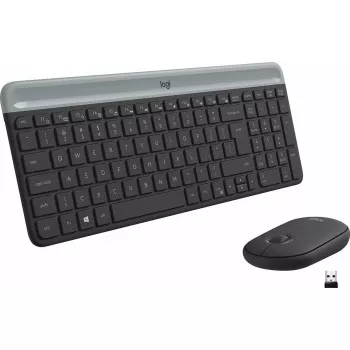 Logitech MK470 juhtmeta klaviatuur+hiir, grafiit, hiir kaasas, QWERTY US, USB