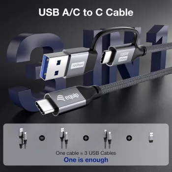 Equip 128431 USB-kaabel USB 3.2 Gen 2x2 1 m USB A/USB C USB C Must
