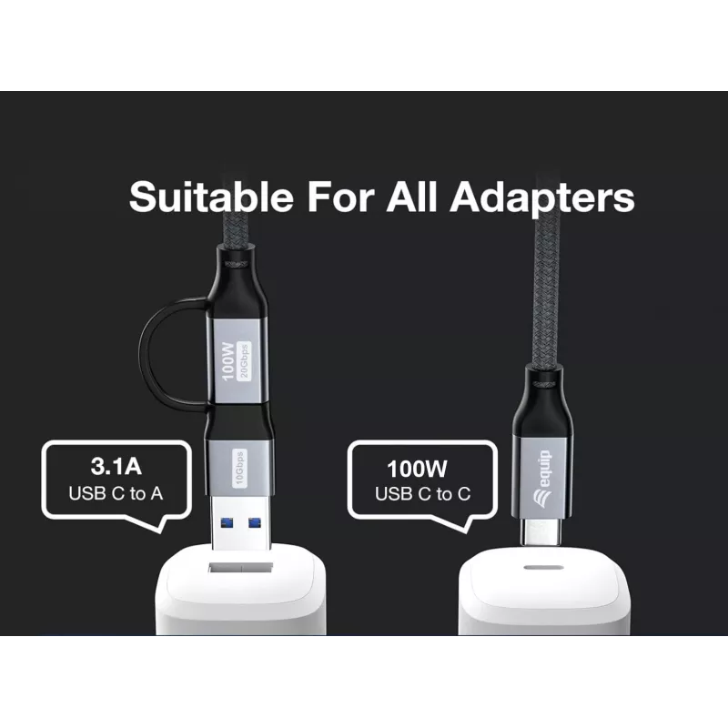 Equip 128431 USB-kaabel USB 3.2 Gen 2x2 1 m USB A/USB C USB C Must