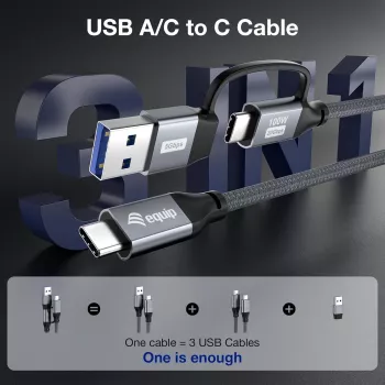 Equip 128432 USB-kaabel USB 3.2 Gen 2x2 2 m USB A/USB C USB C Must