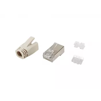 Equip Cat.6A RJ45 varjestatud pistikukomplekt 100 tk roostevaba teras läbipaistev valge