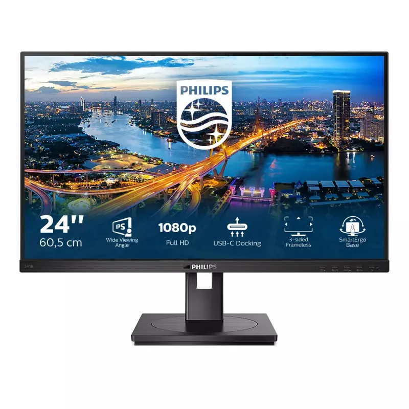 Philips B Line 243B1/00 arvutimonitor 60,5 cm (23,8 tolli) 1920 x 1080 pikslit Full HD LED must