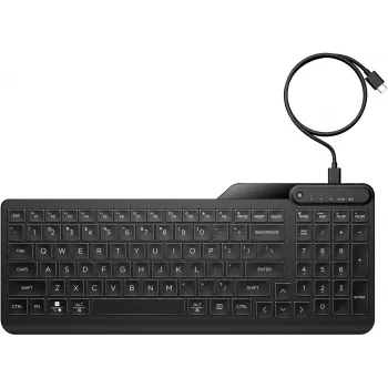 HP 405 Multi-Device tagantvalgustatud juhtmega klaviatuur, täissuuruses (100%), juhtmega, USB, membraan, QWERTY, must