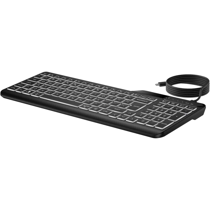 HP 405 Multi-Device tagantvalgustatud juhtmega klaviatuur, täissuuruses (100%), juhtmega, USB, membraan, QWERTY, must