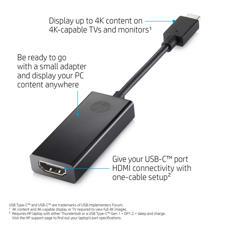HP USB-C HDMI-le 2.0 Must laius 111,2 mm sügavus 44,2 mm kõrgus 17,1 mm