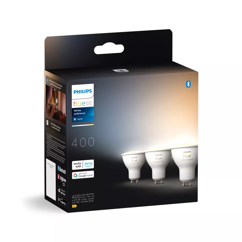 Philips Hue Valge ambience GU10 – nutikas prožektor – (3 tk komplekt)