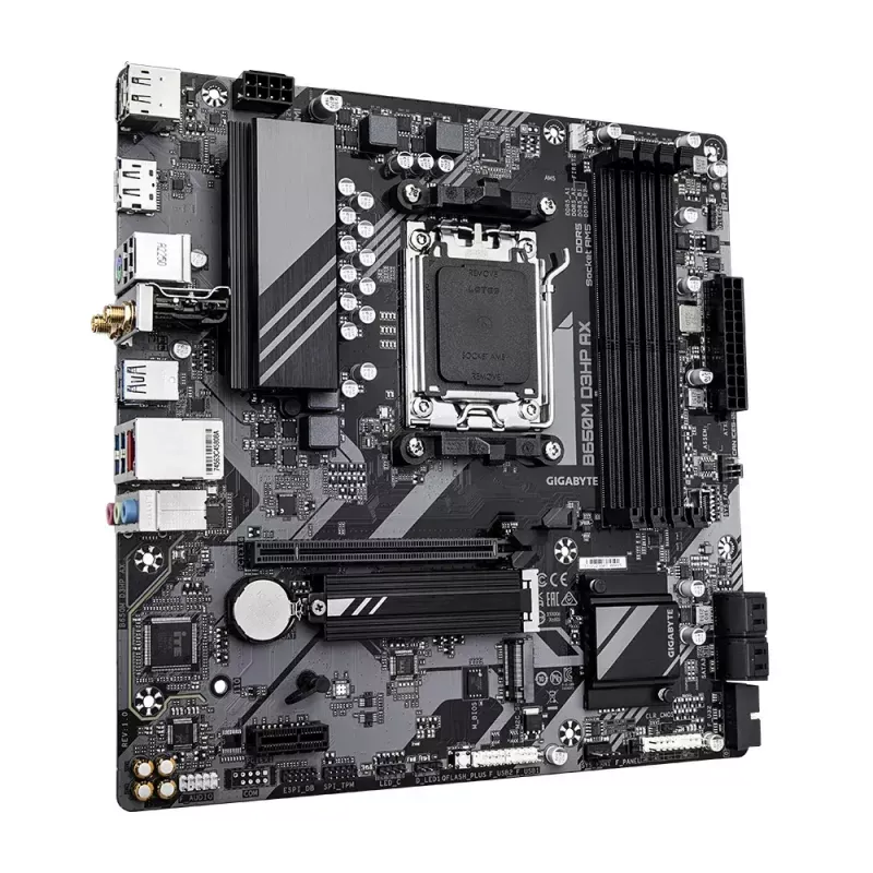 Emaplaat GIGABYTE B650M D3HP AX Micro ATX, AMD AM5, B650, 4x DDR5 DIMM, 256 GB, Wi‑Fi, 2.5Gb LAN