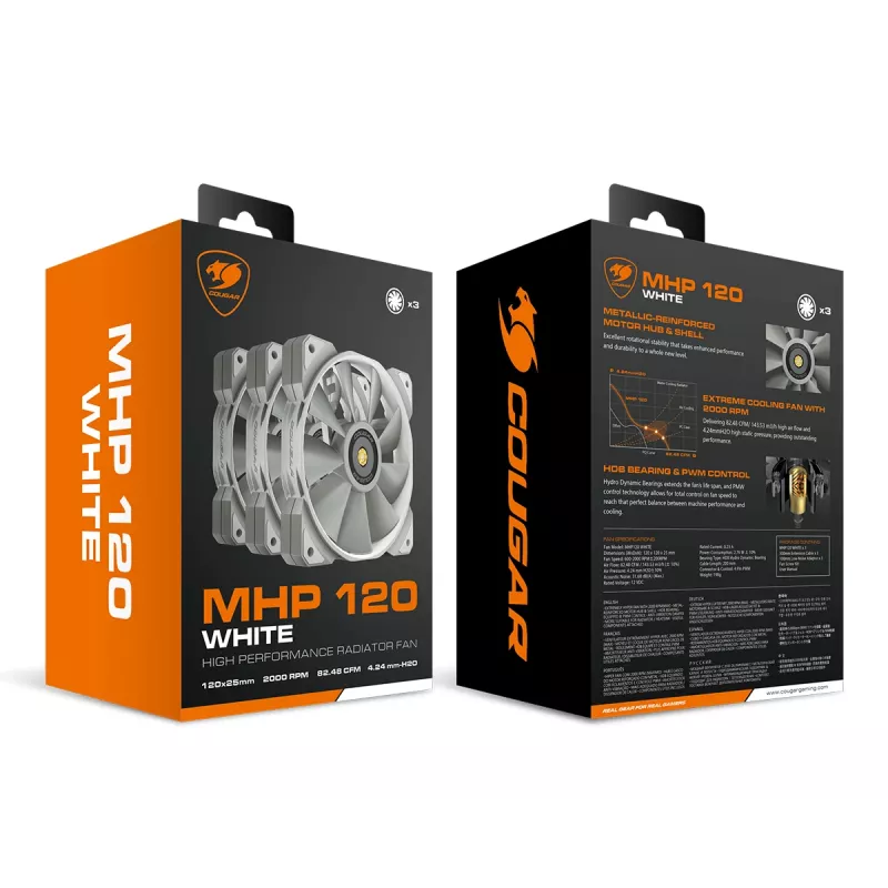 COUGAR Case Fan MHP 120, Valge, 3-pack