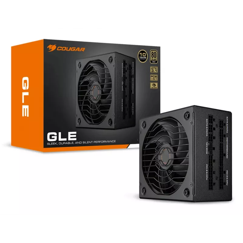 COUGAR toiteplokk GLE 1000W ATX3.1 / 80 Plus Gold, 1000 W, 100 - 240 V, 50/60 Hz, 15-7.5 A, 120 W, 1000 W