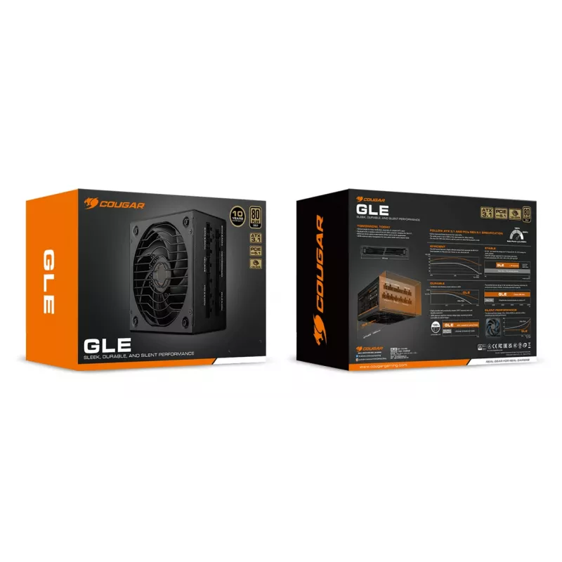 COUGAR toiteplokk GLE 1200W ATX3.1 / 80 Plus Gold, 1200 W, 100 - 240 V, 50/60 Hz, 15-7.5 A, 120 W, 1200 W