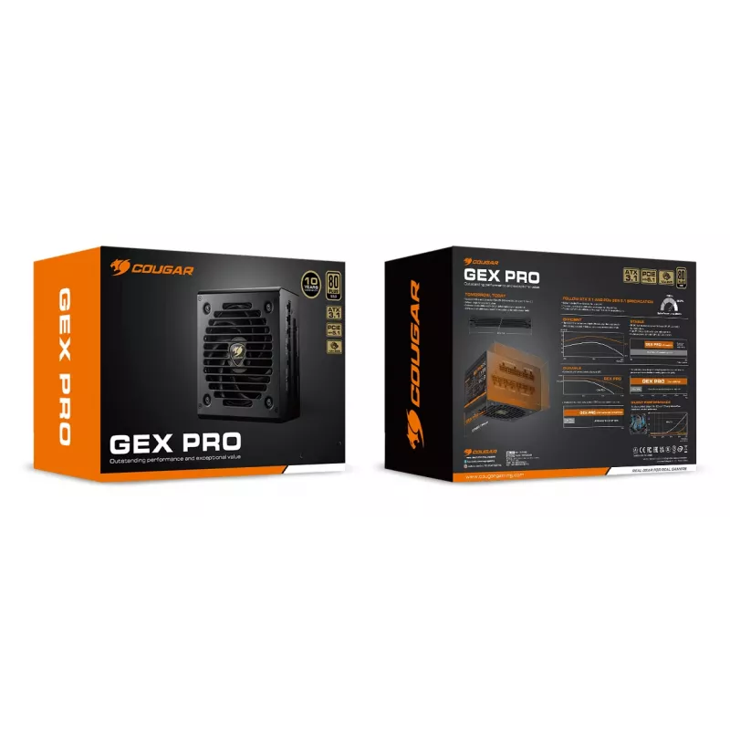 COUGAR toiteplokk GEX PRO 650W ATX3.1 / 80 Plus Gold / Modularne