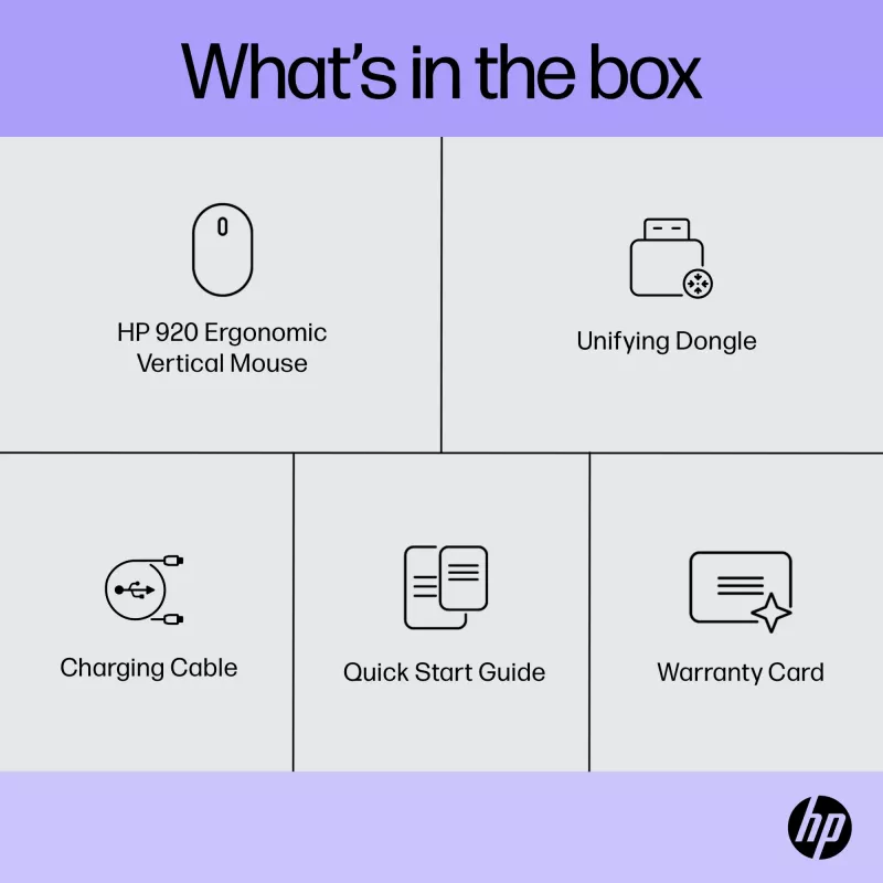 HP 920 Ergonoomiline juhtmevaba hiir, paremakäeline, vertikaalse disainiga, Bluetooth + USB Type-A, 4000 DPI, must