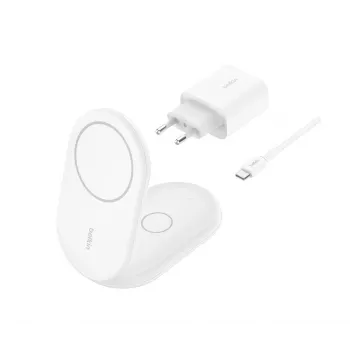 BELKIN Boostcharge Qi2 15 W magnetiline 2-in-1 alus – valge