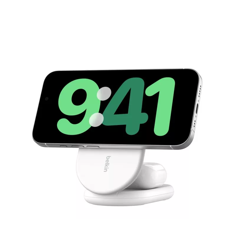 BELKIN Boostcharge Qi2 15 W magnetiline 2-in-1 alus – valge
