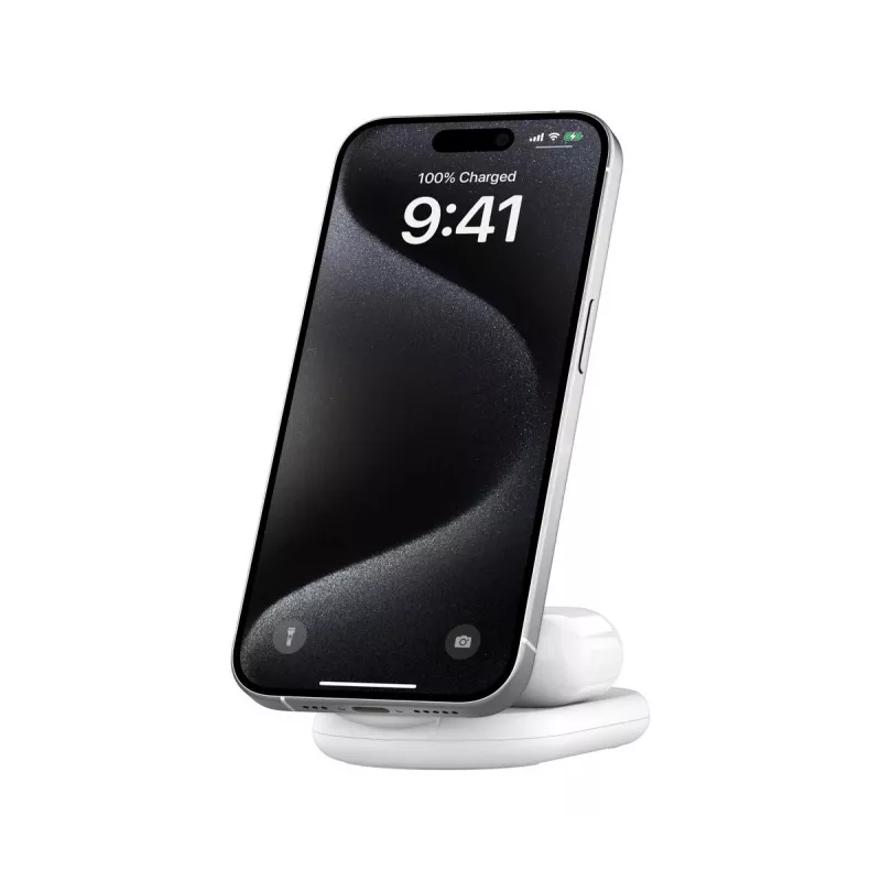 BELKIN Boostcharge Qi2 15 W magnetiline 2-in-1 alus – valge