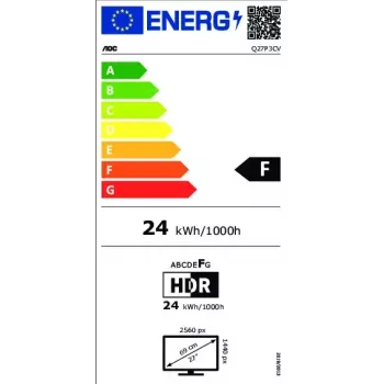 AOC Q27P3CV arvutimonitor 68,6 cm (27 tolli) 2560 x 1440 pikslit Quad HD LED must