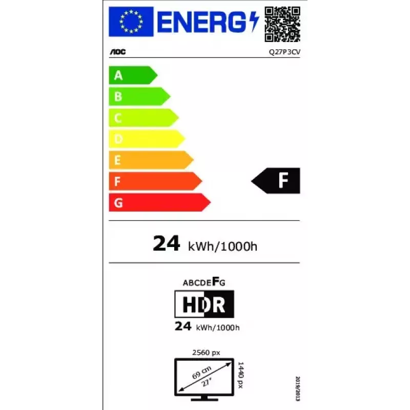 AOC Q27P3CV arvutimonitor 68,6 cm (27 tolli) 2560 x 1440 pikslit Quad HD LED must