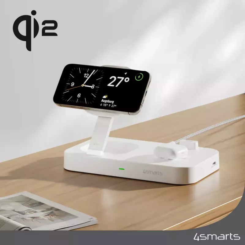 Wireless Charger 4smarts Qi2 Universal Valge Fast Charging Indoor AC 12V