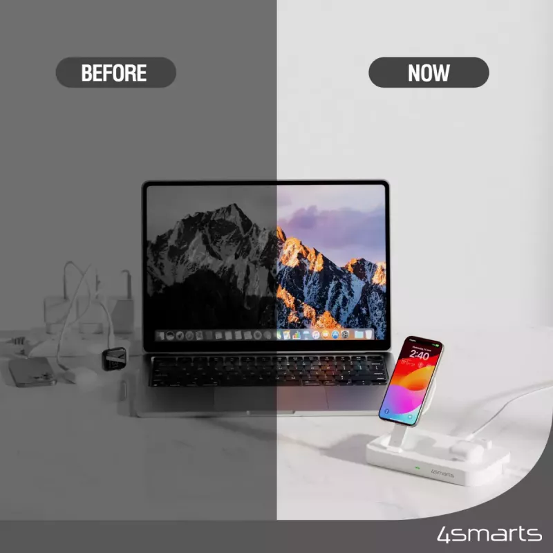 Wireless Charger 4smarts Qi2 Universal Valge Fast Charging Indoor AC 12V