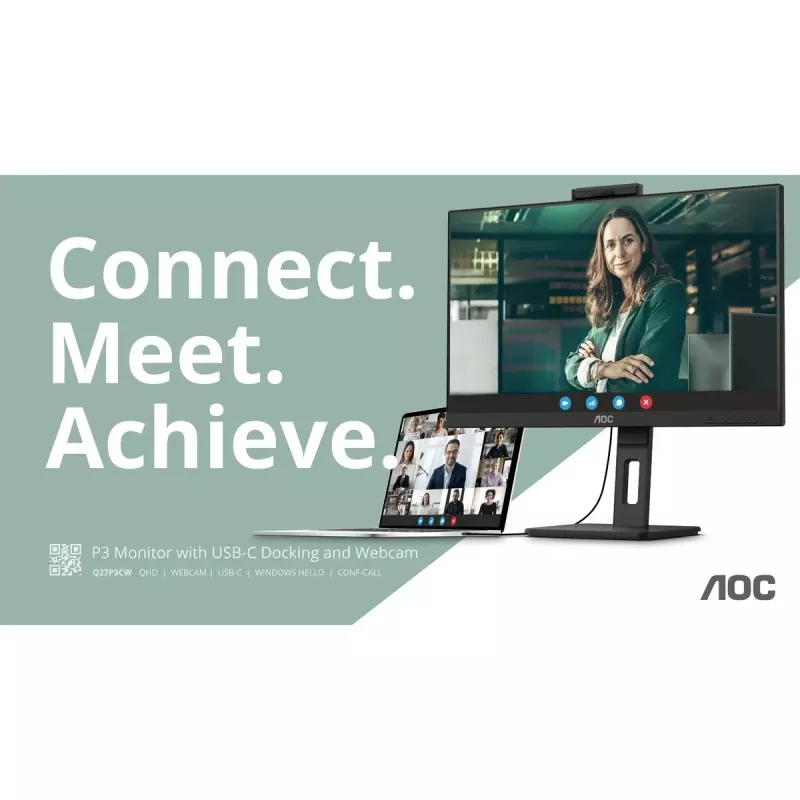 AOC Q27P3CW arvutimonitor 68,6 cm (27 tolli) 2560 x 1440 pikslit Quad HD LED must