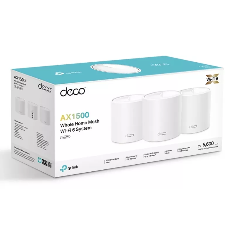 TP-Link AX1500 kogu kodu Mesh Wi-Fi 6 süsteem, 3-pakk, valge