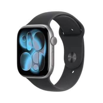 APPLE Watch Series 11 GPS + Cellular 46mm tumehall alumiiniumkorpus musta Sport-rihmaga S/M