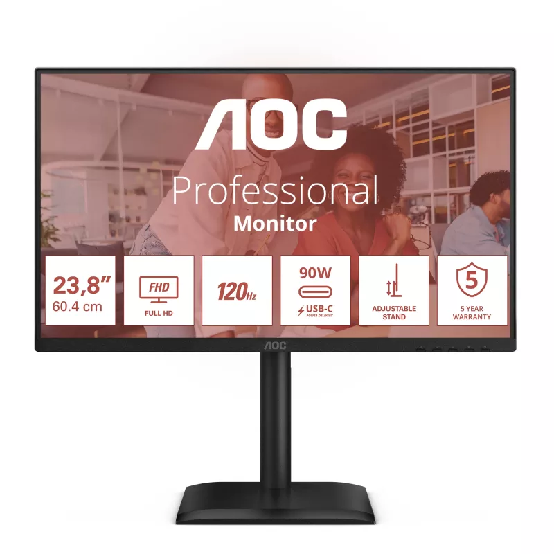 AOC E4 24E4CV arvutimonitor 60,5 cm (23,8 tolli) 1920 x 1080 pikslit Full HD LED must