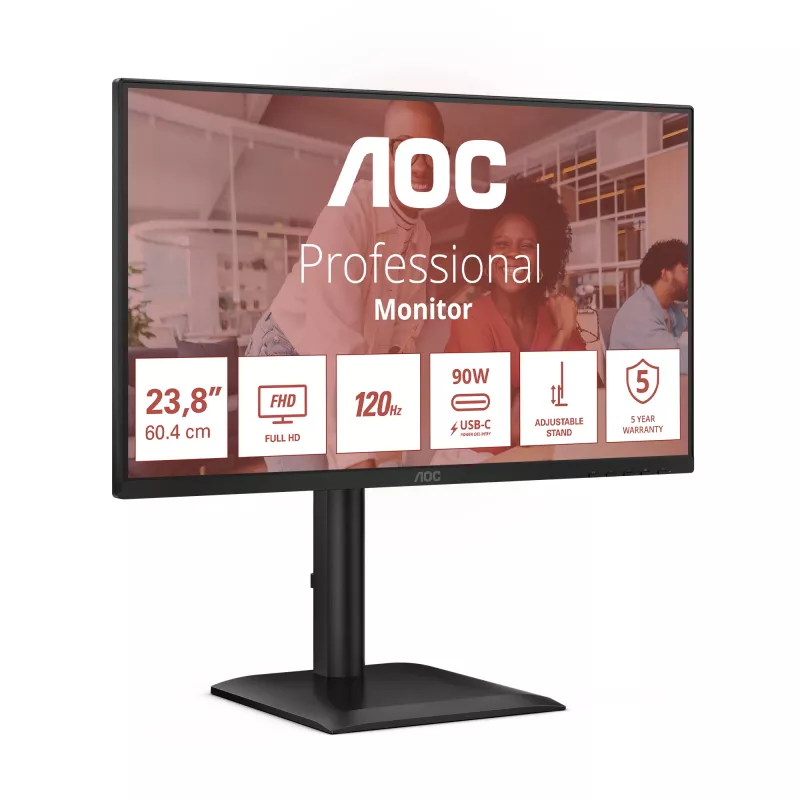 AOC E4 24E4CV arvutimonitor 60,5 cm (23,8 tolli) 1920 x 1080 pikslit Full HD LED must