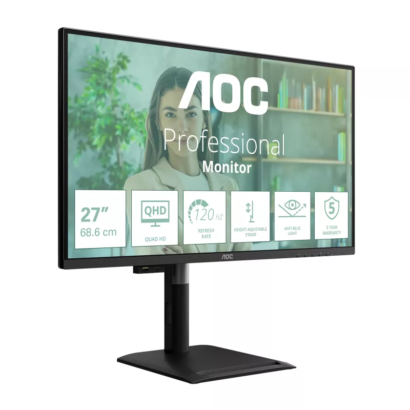 AOC Q27P4U arvutimonitor 68,6 cm (27 tolli) 2560 x 1440 pikslit Wide Quad HD must