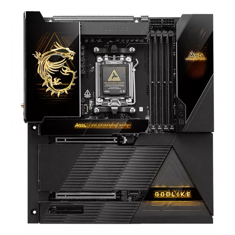 Emaplaat MSI MEG X870E GODLIKE — X870E kiibistik, AM5 pesa, ATX, DDR5 tugi
