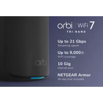 NETGEAR Orbi 870 kolmeribaline (2,4 GHz / 5 GHz / 6 GHz) Wi-Fi 7 (802.11be) Must 4 sisemist