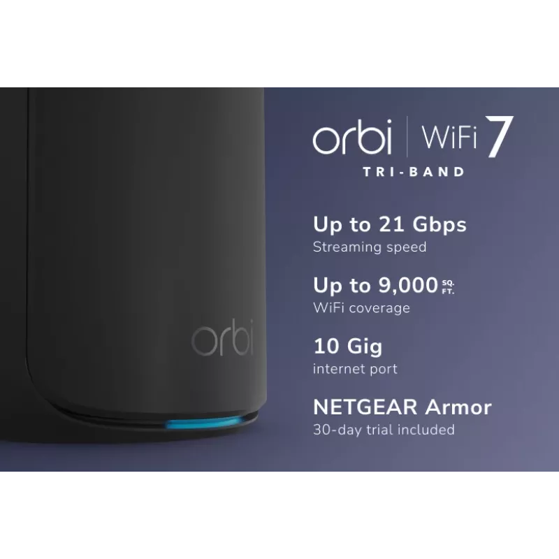 NETGEAR Orbi 870 kolmeribaline (2,4 GHz / 5 GHz / 6 GHz) Wi-Fi 7 (802.11be) Must 4 sisemist