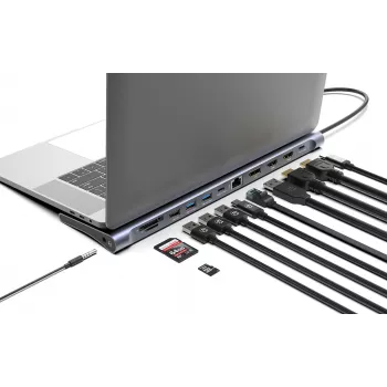 Dokkimisjaam/Keskus Manhattan USB-C 10 porti 4K 60Hz Power Delivery