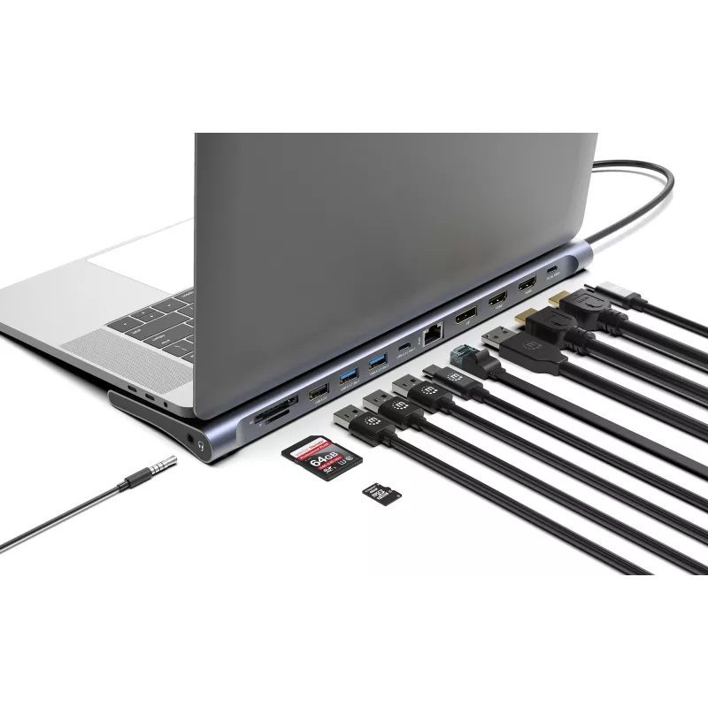 Dokkimisjaam/Keskus Manhattan USB-C 10 porti 4K 60Hz Power Delivery