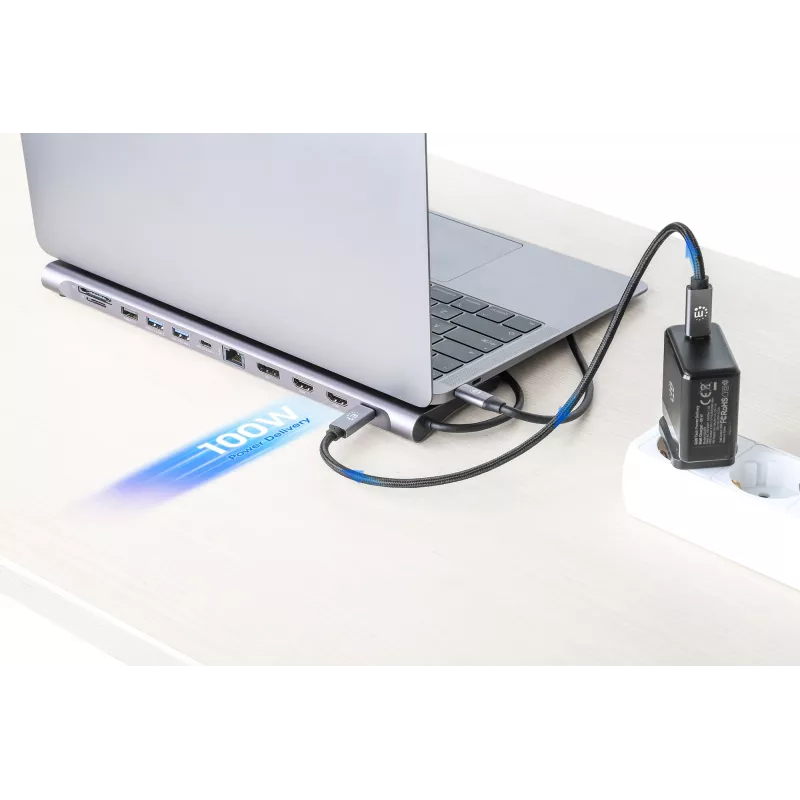 Dokkimisjaam/Keskus Manhattan USB-C 10 porti 4K 60Hz Power Delivery
