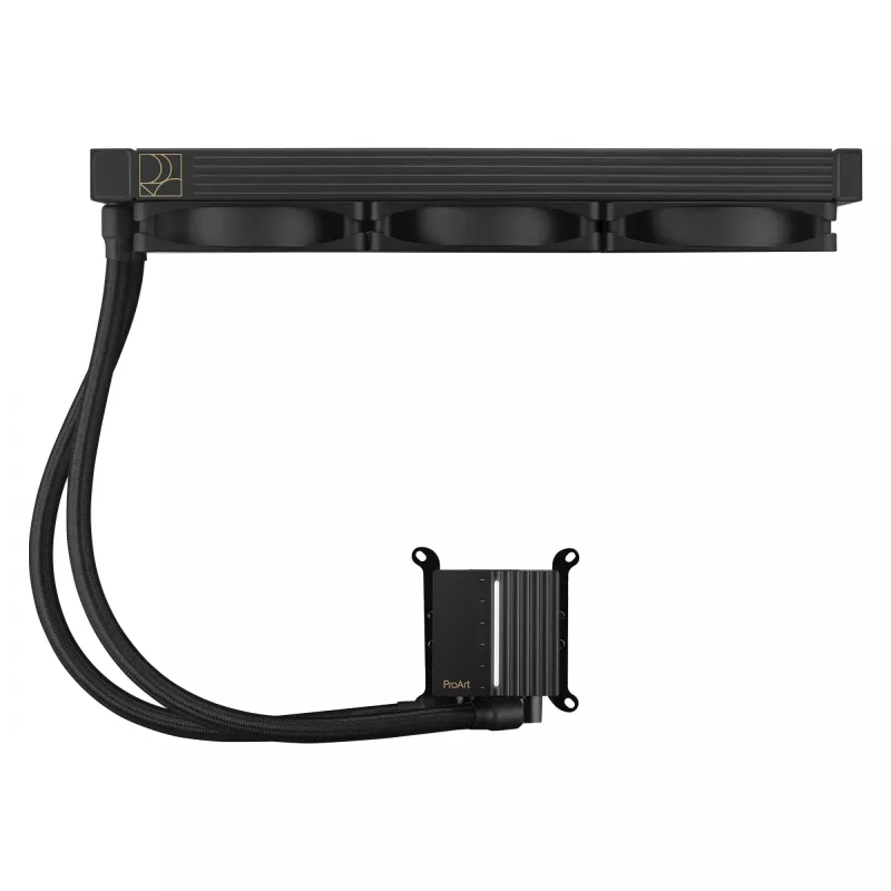 Vedelikjahutuse komplekt ASUS ProArt LC 360 Must — 3x120 mm ventilaatorid 800–2200 p/min, radiaator 360 mm, vaskpõhi, 40 cm torud