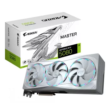 Videokaart GIGABYTE AORUS GeForce RTX 5080 MASTER ICE 16G — 16GB GDDR7, 256-bit, PCIe 5.0, 2805 MHz