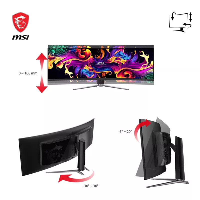 MSI MPG 491CQPDE QD-OLED arvutimonitor 124,5 cm (49 tolli) 5120 x 1440 pikslit DQHD must