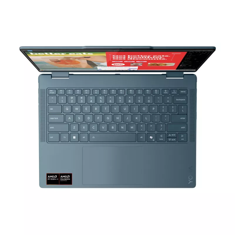 Lenovo Yoga 7 2-in-1 14AKP10 Copilot+ PC AMD Ryzen™ AI 5 340 hübriid (2-in-1) 35,6 cm (14 tolli) puutetundlik ekraan WUXGA 16 GB LPDDR5x-SDRAM 512 GB SSD Wi-Fi 7 (802.11be) Windows 11 Home saksa keel taevasinine