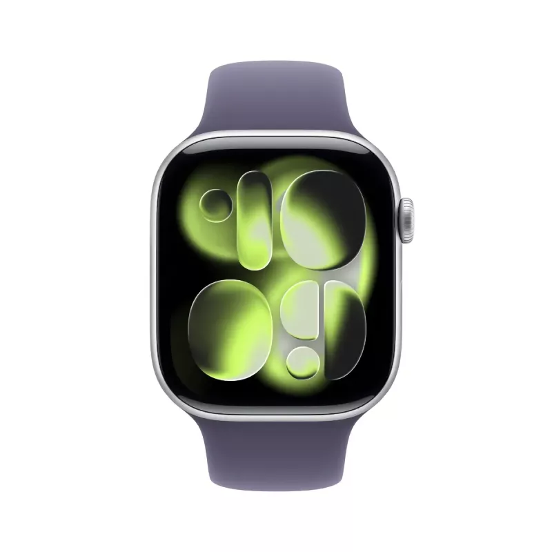 Nutikell Apple Watch Series 11 GPS + Cellular 46mm hõbedane alumiiniumkorpus lilla udu spordirihmaga - S/M