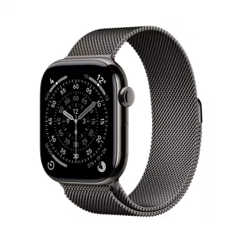 APPLE Watch Series 11 GPS + Cellular 46mm titaanist karp tumehallis koos tumehalli Milanese Loop S/M-ga