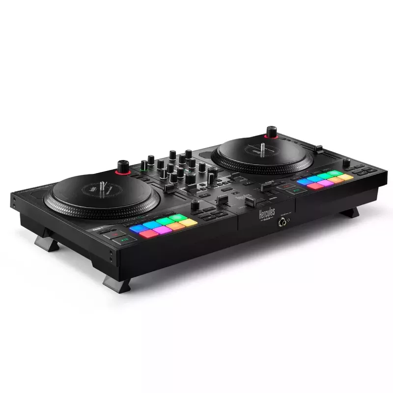 Hercules INPULSE T7 Must DJ-kontroller — 3,5 mm/6,35 mm kõrvaklapid, USB-kaabel, 652×350×90 mm