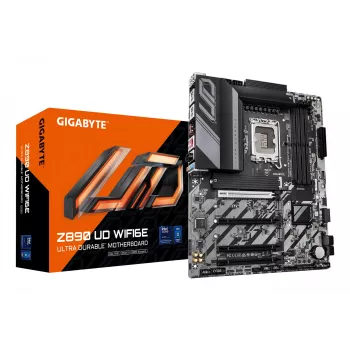 GIGABYTE Z890 UD WIFI6E emaplaat – toetab Intel Core Ultra (seeria 2) protsessoreid, 12+1+2 faasi VRM, kuni 8800 MHz DDR5 (OC), 1xPCIe 5.0 + 2xPCIe 4.0, Wi-Fi 6E, 2.5GbE LAN, USB 4