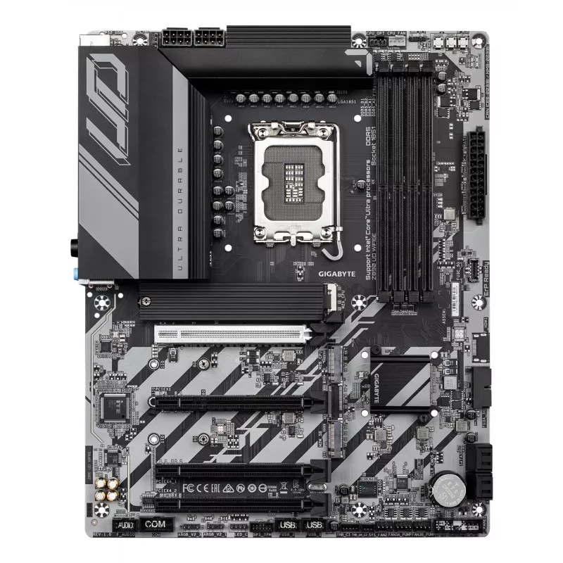 GIGABYTE Z890 UD WIFI6E emaplaat – toetab Intel Core Ultra (seeria 2) protsessoreid, 12+1+2 faasi VRM, kuni 8800 MHz DDR5 (OC), 1xPCIe 5.0 + 2xPCIe 4.0, Wi-Fi 6E, 2.5GbE LAN, USB 4