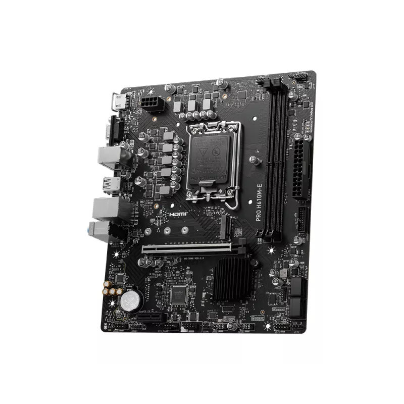 Emaplaat MSI PRO H610M-E — Intel H610, LGA 1700, micro ATX, DDR5, 2x DIMM, max 96 GB, 2.5Gb LAN, HDMI, 4x SATA III