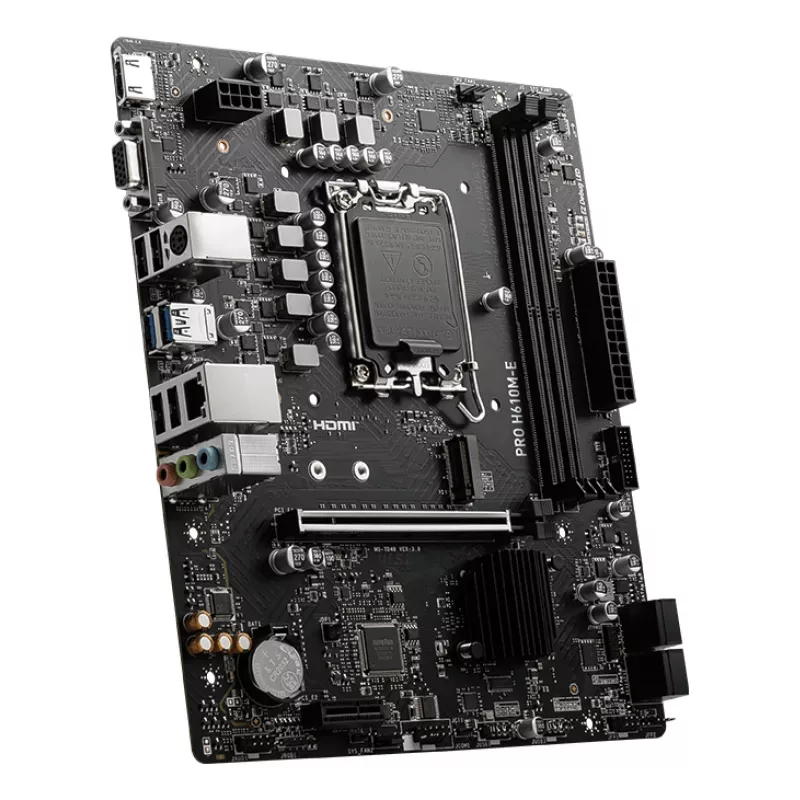 Emaplaat MSI PRO H610M-E — Intel H610, LGA 1700, micro ATX, DDR5, 2x DIMM, max 96 GB, 2.5Gb LAN, HDMI, 4x SATA III