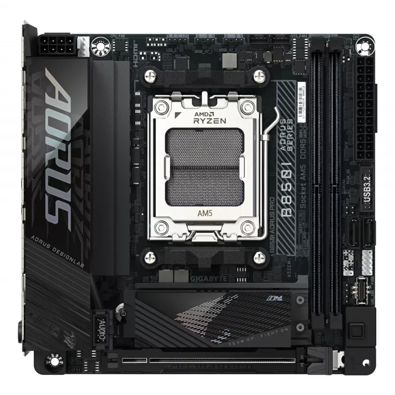 GIGABYTE B850I AORUS PRO emaplaat - AMD Ryzen 9000 seeria protsessoritele, 8+2+1 faasi digitaalne VRM, kuni 8400MHz DDR5 (OC), 1xPCIe 5.0 + 1xPCIe 4.0 M.2, 2.5LAN, WIFI 7, USB 3.2 Gen 2
