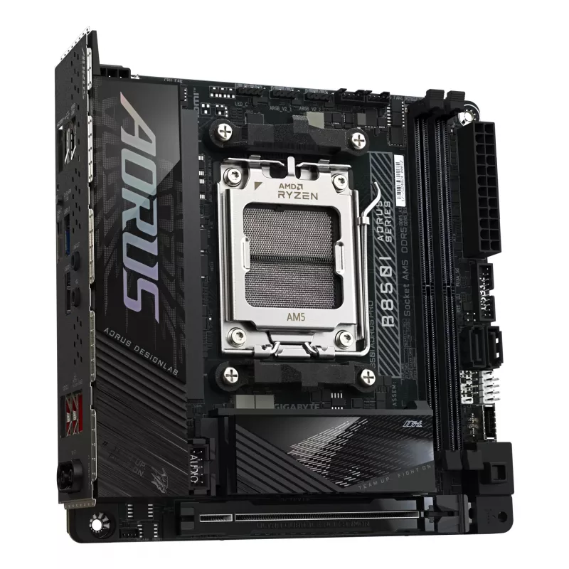 GIGABYTE B850I AORUS PRO emaplaat - AMD Ryzen 9000 seeria protsessoritele, 8+2+1 faasi digitaalne VRM, kuni 8400MHz DDR5 (OC), 1xPCIe 5.0 + 1xPCIe 4.0 M.2, 2.5LAN, WIFI 7, USB 3.2 Gen 2