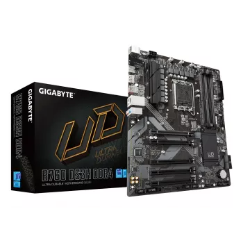 GIGABYTE B760 DS3H DDR4 emaplaat – toetab Intel Core 14. põlvkonna protsessoreid, 18+2+1 faasi digitaalne VRM, kuni 5333 MHz DDR4 (OC), 2xPCIe 4.0 M.2, GbE LAN, USB 3.2 Gen 2
