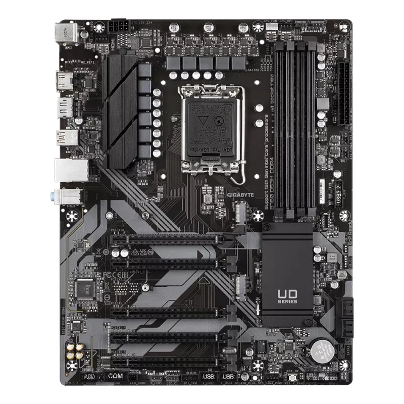 GIGABYTE B760 DS3H DDR4 emaplaat – toetab Intel Core 14. põlvkonna protsessoreid, 18+2+1 faasi digitaalne VRM, kuni 5333 MHz DDR4 (OC), 2xPCIe 4.0 M.2, GbE LAN, USB 3.2 Gen 2